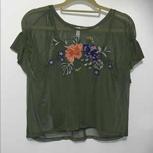 Army green mesh shirt